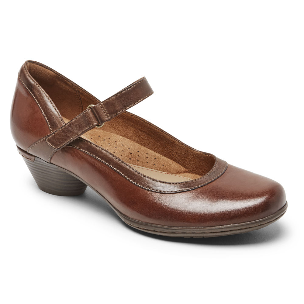 Rockport Womens Cobb Hill Laurel Mary Jane - Flats Brown - GZK824169